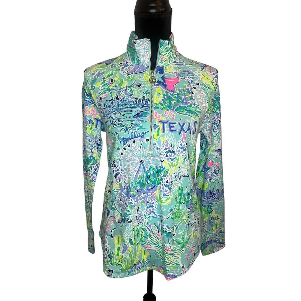 NWT LILLY PULITZER LILLY LOVES TEXAS BAYSIDE BLUE PULLOVER SIZE‎ XS